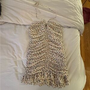 Zara Cream Dress with Pink & Blue Floral Print